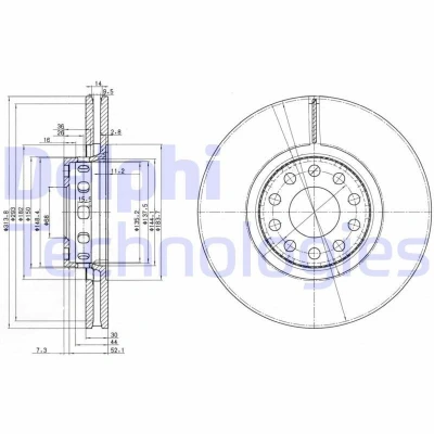 Bilde av DELPHI BG3033 Bremseskiver 314 30 5 ventilert oljet ubehandlet uten hjullager, ABS sensorring AUDI: A6 C4 Avant, A8 D2, 100 Avant