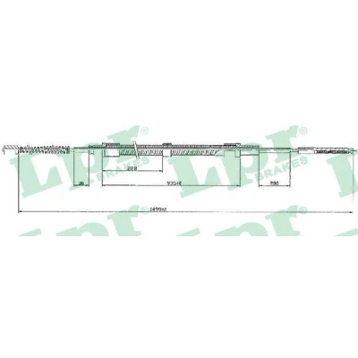 Bilde av LPR C0304B Bremsekabel 1500/940 Trommelbrems VOLKSWAGEN: GOLF 3 Variant,