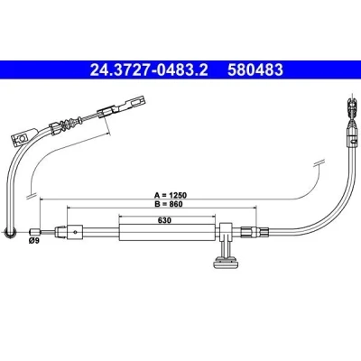 Bilde av ATE 24.3727 0483.2 Bremsekabel 1250 MERCEDES BENZ: E Klasse T modell, Sedan