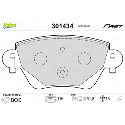 Bilde av VALEO 301434 Bremseklosser FIRST bakaksel ekskl. slitasjevarselkontakt uten antiskrike blikk FORD: MONDEO 3 Kombi, 3, Stufenheck
