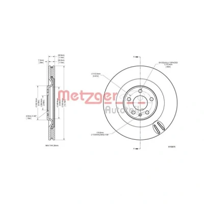 Bilde av METZGER 6110875 Bremseskiver bakaksel 350 28 5 112 innvendig ventilert spraylakkert, Krysssliping høy karbon med skruer AUDI: A6 C6 Avant, Q7