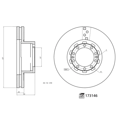 Bilde av FEBI BILSTEIN 173146 Bremseskiver framaksel 377 45 10 144 ventilert