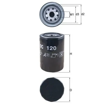 Bilde av MAHLE ORIGINAL OC 120 Oljefilter med en retursperreventil Påskruingsfilter TOYOTA: HILUX 5 Pick up, 4 Cressida I Sedan