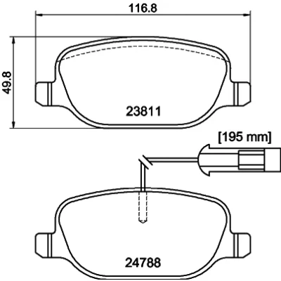 Bilde av HELLA 8DB 355 015 571 Bremseklosser med integrert slitasjevarselkontakt bremsecaliperskruer tilbehør ALFA ROMEO: Giulietta Hatchback