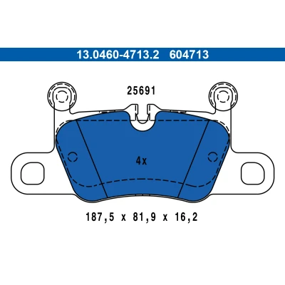 Bilde av ATE 13.0460 4713.2 Bremseklosser klargjort for slitasjeindikator, ekskl. slitasjevarselkontakt PORSCHE: 911 Coupé