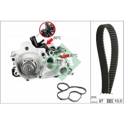 Bilde av INA 530 0761 30 vannpumpe + Registerreimsett med VOLKSWAGEN: Passat B8 Variant, Golf 7, AUDI: A3 Sportback
