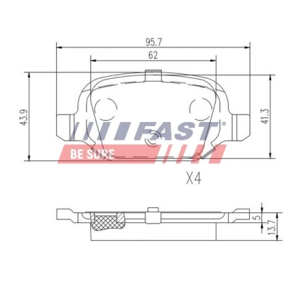Bilde av FAST FT29162 Bremseklosser bakaksel ekskl. slitasjevarselkontakt FIAT: 500 Hatchback, C Cabrio, Panda II Hatchback