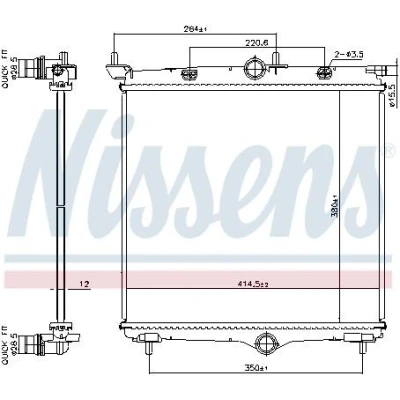 Bilde av NISSENS 607031 Radiator Aluminium 380 414 12 Kjøleribber loddet