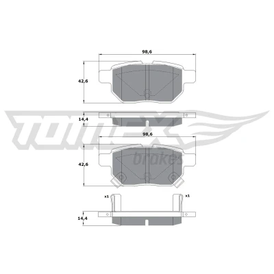 Bilde av TOMEX brakes TX 15 01 Bremseklosser bakaksel med akustisk slitasjevarsel TOYOTA: Auris Hatchback, Urban Cruiser, Yaris II LEXUS: CT
