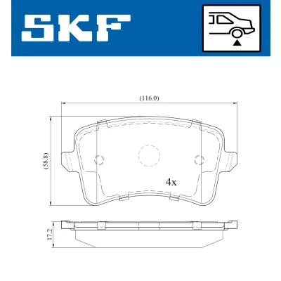 Bilde av SKF VKBP 90150 Bremseklosser ikke klargjort for slitasjeindikator med tilbehør AUDI: A5 B8 Sportback