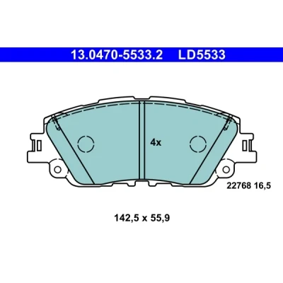 Bilde av ATE 13.0470 5533.2 Bremseklosser ikke klargjort for slitasjeindikator, ekskl. slitasjevarselkontakt TOYOTA: RAV4 V, Camry VIII Sedan