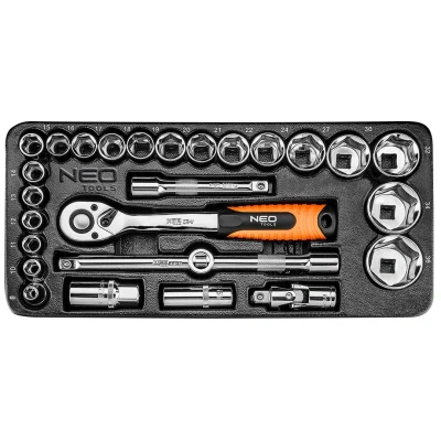 Bilde av NEO TOOLS 84 238 Verktøymodul 27 8,10,11,12,13,14, 15,16,17,18,19,20, 21,22,24,27,30, 32,34,36 mm Krom vanadium stål sekskant 1/2