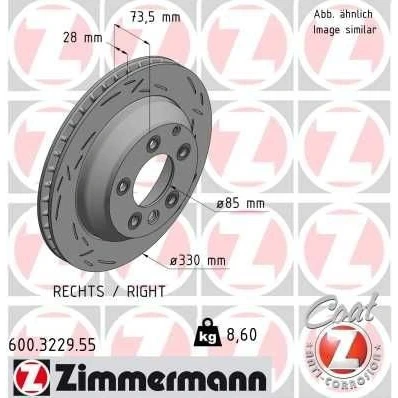 Bilde av ZIMMERMANN BLACK Z 600.3229.55 Bremseskiver høyre 330 28 7/5 5 130 innvendig ventilert, med sliss belagt høy karbon PORSCHE: Cayenne