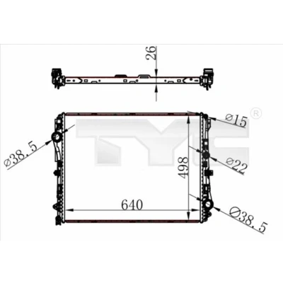Bilde av TYC 721 0022 Radiator 640 498 26 Kjøleribber loddet MERCEDES BENZ: Vito Van