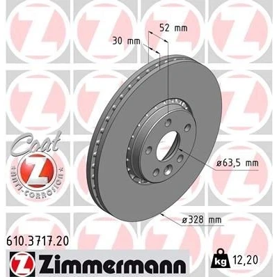 Bilde av ZIMMERMANN COAT Z 610.3717.20 Bremseskiver 328 30 6/5 5 108 utvendig ventilert belagt VOLVO: XC60 I