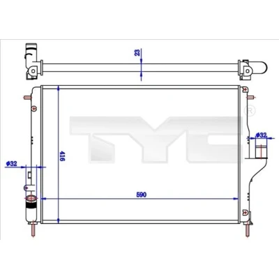 Bilde av TYC 728 0056 R Radiator 590 416 23 Kjøleribber satt sammen mekanisk