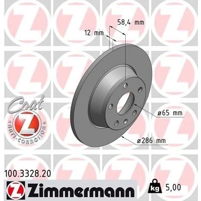 Bilde av ZIMMERMANN COAT Z 100.3328.20 Bremseskiver 286 12 6/5 5 112 fullt ut belagt AUDI: TT Coupé, Roadster