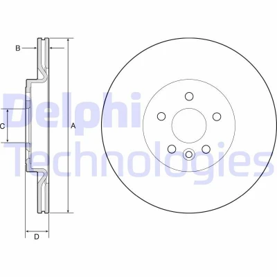 Bilde av DELPHI BG4786C Bremseskiver 325 20 5 ventilert belagt ubehandlet uten hjullager, ABS sensorring JAGUAR: F Pace, I Pace