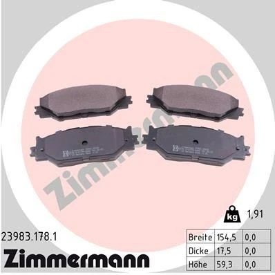 Bilde av ZIMMERMANN 23983.178.1 Bremseklosser Bildet viser leveranseinnholdet LEXUS: IS 2