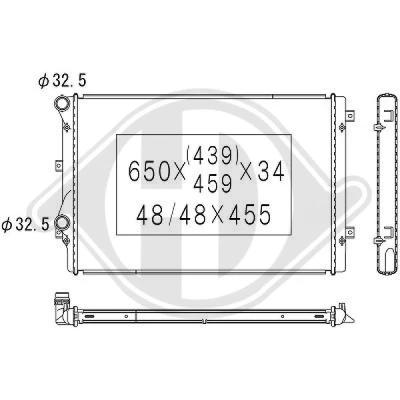 Bilde av DIEDERICHS DCM3442 Radiator 650 445 32 Climate VOLKSWAGEN: Touran I, Passat B6 Variant, Caddy 3, SKODA: Octavia 2 Combi, II Hatchback, Yeti