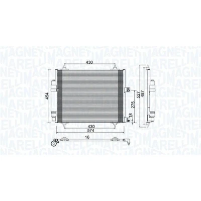 Bilde av MAGNETI MARELLI 350203886000 Kondensator med tørker 574x454x16 454 574 16 PEUGEOT: Expert II Tepee