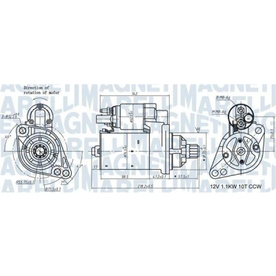 Bilde av MAGNETI MARELLI 063721322010 Starter 12 1,1 10 VOLKSWAGEN: Touran I, GOLF 6, Caddy 3, AUDI: A3 Sportback