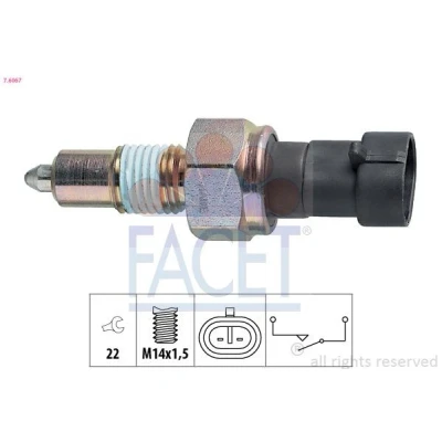 Bilde av FACET 7.6067 Bryter, ryggelys Made in Italy OE Equivalent ABARTH: 500 / 595 695 Hatchback, FIAT: Strada Pick up, PEUGEOT: Bipper Van