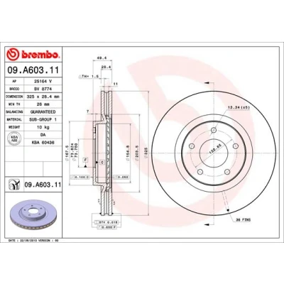 Bilde av BREMBO COATED DISC LINE 09.A603.11 Bremseskiver 325 28,5 5 innvendig ventilert belagt JAGUAR: XJ Sedan, XK 8 Coupé