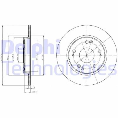 Bilde av DELPHI BG4280 Bremseskiver 260 9 5 fullt ut oljet ubehandlet uten hjullager, ABS sensorring