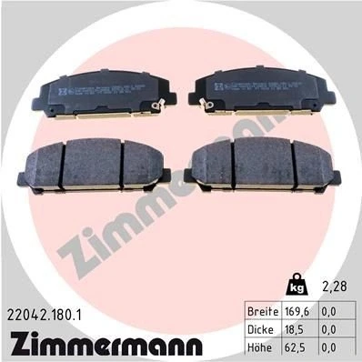 Bilde av ZIMMERMANN 22042.180.1 Bremseklosser med akustisk slitasjevarsel Bildet viser leveranseinnholdet