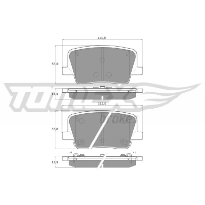 Bilde av TOMEX brakes TX 19 88 Bremseklosser bakaksel med akustisk slitasjevarsel SSANGYONG: Rexton