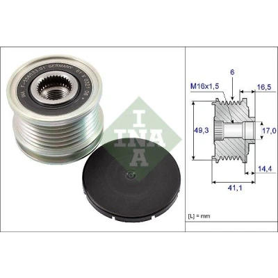 Bilde av INA 535 0178 10 Frihjul Dynamo 41,1 spesialverktøy nødvendig for montering PEUGEOT: 308 I Hatchback, 208 207 SW, CITROËN: Berlingo II