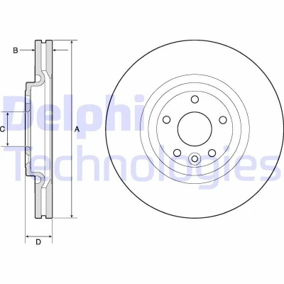 Bilde av DELPHI BG9166C Bremseskiver 325 30 5 ventilert belagt ubehandlet uten hjullager, ABS sensorring JAGUAR: XF Sedan