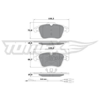 Bilde av TOMEX brakes TX 16 55 Bremseklosser framaksel inkl. slitasjevarselkontakt med tilbehør PEUGEOT: 508 I SW, 407 Sedan