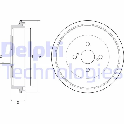 Bilde av DELPHI BF560 Bremsetrommel uten ABS sensorring, hjullager, lager 284 TOYOTA: Yaris III Hatchback