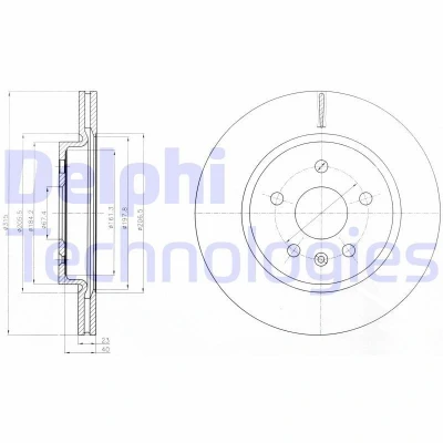 Bilde av DELPHI BG4190 Bremseskiver 315 23 5 ventilert oljet ubehandlet uten hjullager, ABS sensorring OPEL: Insignia A Sports Tourer