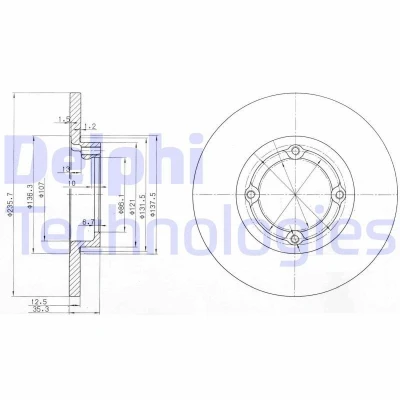 Bilde av DELPHI BG3551 Bremseskiver 236 12 4 fullt ut oljet ubehandlet uten hjullager, ABS sensorring