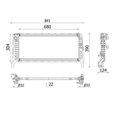 Bilde av MAHLE ORIGINAL CR 2748 000P Radiator Aluminium 680mm 304mm 22mm Kjøleribber loddet