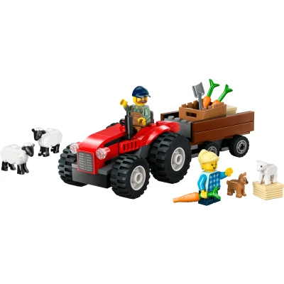 Bilde av LEGO City 60461 Sett med rød traktor, henger og sau Byggesett Plast