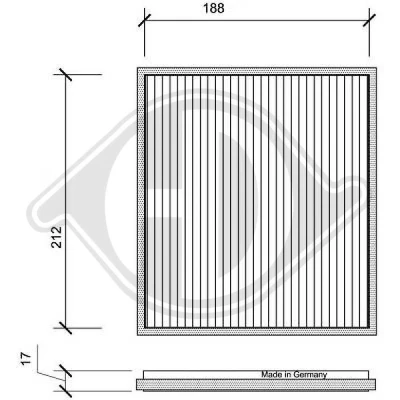 Bilde av DIEDERICHS DCI1100 Kupéfilter Karbonfilter 198 222 17 Climate TOYOTA: Yaris I Hatchback, RAV4 II SUV, Verso