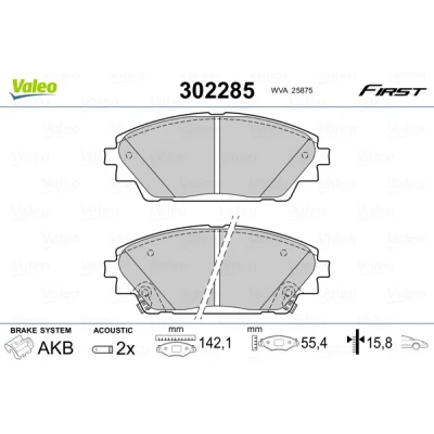 Bilde av VALEO 302285 Bremseklosser framaksel inkl. slitasjevarselkontakt uten antiskrike blikk MAZDA: 3 Hatchback, CX