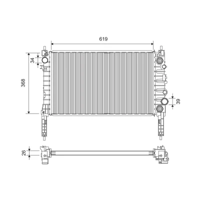 Bilde av VALEO 701378 Radiator Aluminium 619mm 368mm 26mm uten kjølemiddelregulator Kjøleribber loddet OPEL: Mokka / X, CHEVROLET: Trax I