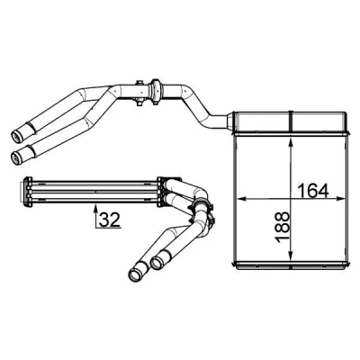 Bilde av MAHLE ORIGINAL AH 257 000S Varmeveksler FORD: Galaxy Mk2 MPV, MONDEO 4 Turnier