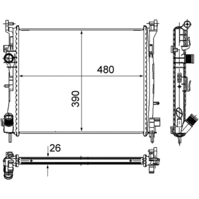 Bilde av MAHLE ORIGINAL CR 947 000S Radiator 480 390 26 Kjøleribber satt sammen mekanisk