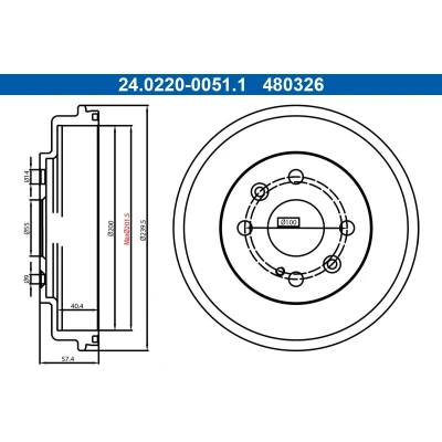 Bilde av ATE 24.0220 0051.1 Bremsetrommel 239,5mm