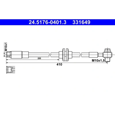 Bilde av ATE 24.5176 0401.3 Bremseslange 410 M10x1 OPEL: Astra J Sedan
