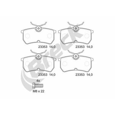 Bilde av BRECK 23353 00 704 Bremseklosser ikke klargjort for slitasjeindikator FORD: FIESTA 6, Focus Mk1 Hatchback, Stasjonsvogn