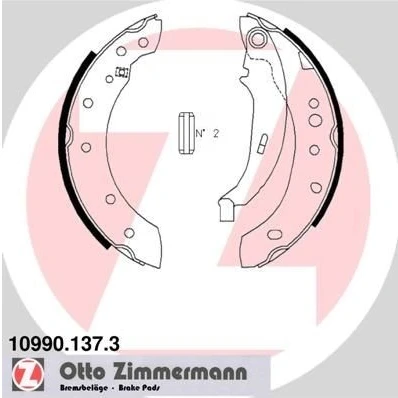 Bilde av ZIMMERMANN 10990.137.3 Handbromsbackar Bildet viser leveranseinnholdet PEUGEOT: 206 Hatchback