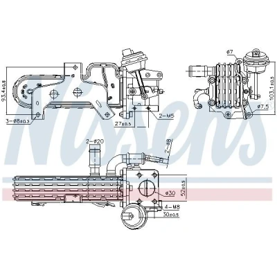 Bilde av NISSENS 989420 EGR kjøler med undertrykk bypass VOLKSWAGEN: Touran I, Golf 5, Passat B6 Variant