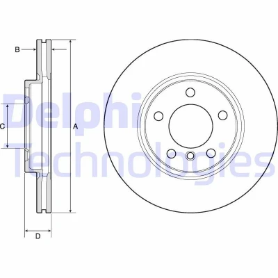 Bilde av DELPHI BG4771C Bremseskiver 307 24 5 ventilert belagt høy karbon uten hjullager, ABS sensorring MINI: Countryman